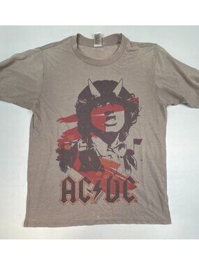 AC/DC Men Medium Graphic T-Shirt Brown 2005 Rock Band Angus Young Angus Devil